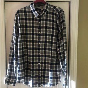 Express Blue & White Long Sleeve Button Down